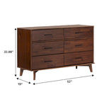 Commode à 6 tiroirs en bois massif Middlebrook Modern avec poignées en métal