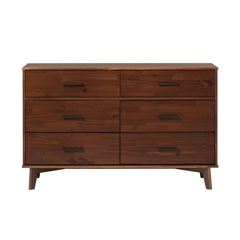 Commode à 6 tiroirs en bois massif Middlebrook Modern avec poignées en métal