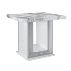 Table d'appoint sur pied 24" en faux marbre blanc et argenté et bois - 26' X '24.4' X '26