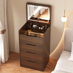 (48cm) Coiffeuse 3-en-1 avec miroir basculant, petite coiffeuse avec plateau en verre, coiffeuse compacte avec 3 tiroirs