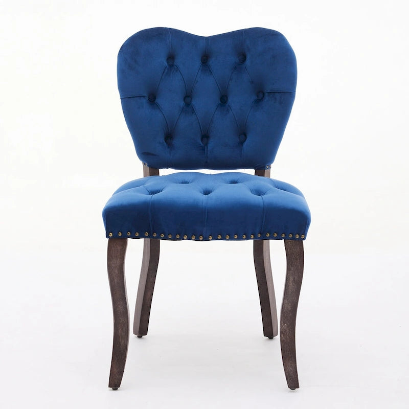 Lot de 2 chaises de salle à manger, chaises d'appoint capitonnées douces avec pieds en bois, chaise de salle à manger recouverte de velours