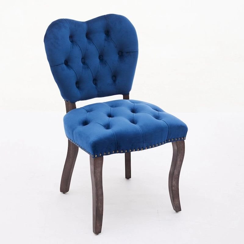 Lot de 2 chaises de salle à manger, chaises d'appoint capitonnées douces avec pieds en bois, chaise de salle à manger recouverte de velours