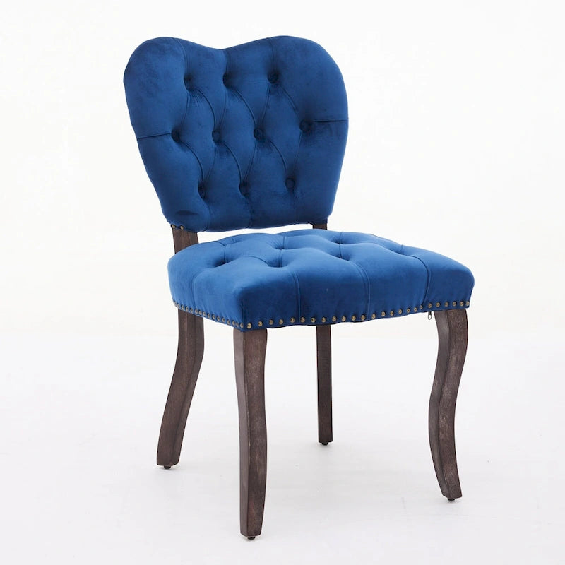 Lot de 2 chaises de salle à manger, chaises d'appoint capitonnées douces avec pieds en bois, chaise de salle à manger recouverte de velours