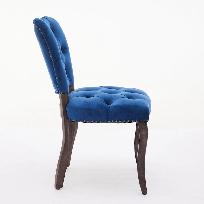 Lot de 2 chaises de salle à manger, chaises d'appoint capitonnées douces avec pieds en bois, chaise de salle à manger recouverte de velours