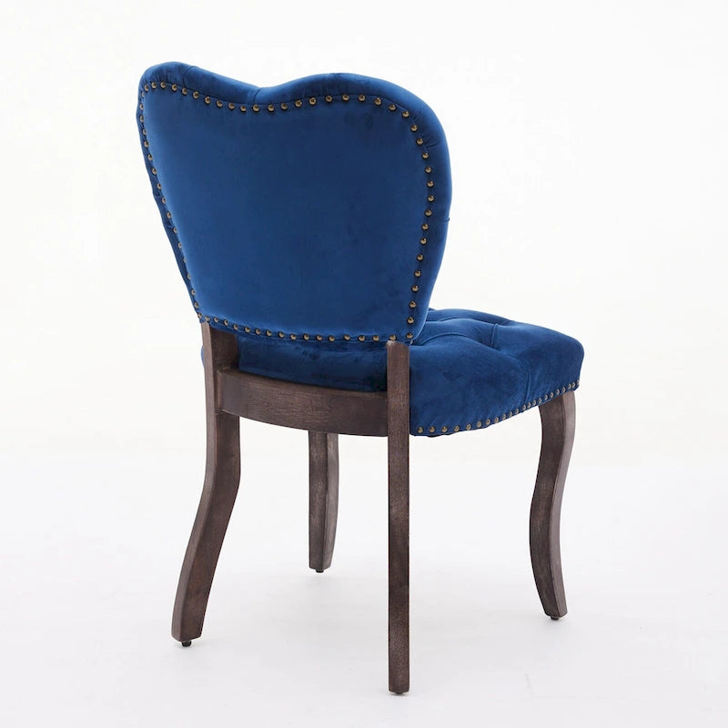 Lot de 2 chaises de salle à manger, chaises d'appoint capitonnées douces avec pieds en bois, chaise de salle à manger recouverte de velours