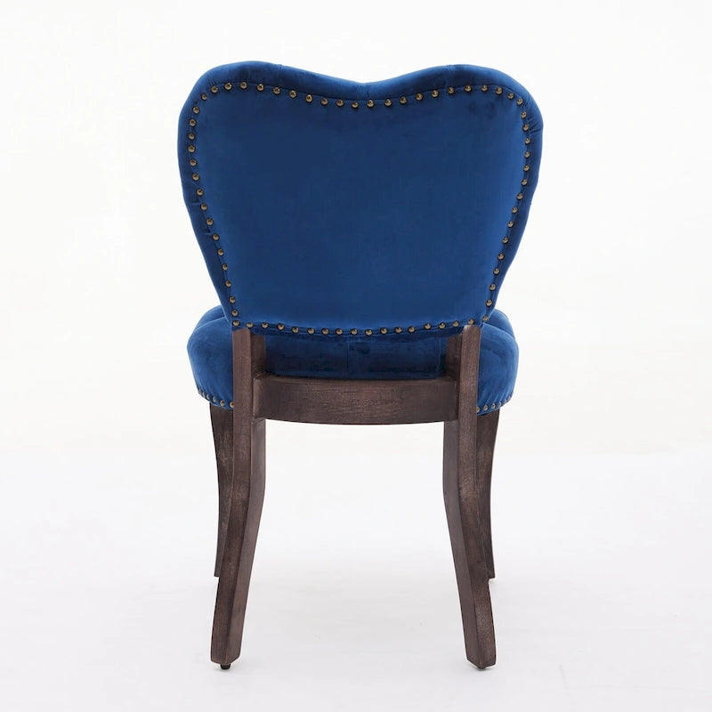 Lot de 2 chaises de salle à manger, chaises d'appoint capitonnées douces avec pieds en bois, chaise de salle à manger recouverte de velours