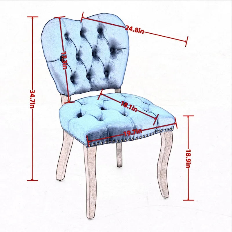 Lot de 2 chaises de salle à manger, chaises d'appoint capitonnées douces avec pieds en bois, chaise de salle à manger recouverte de velours