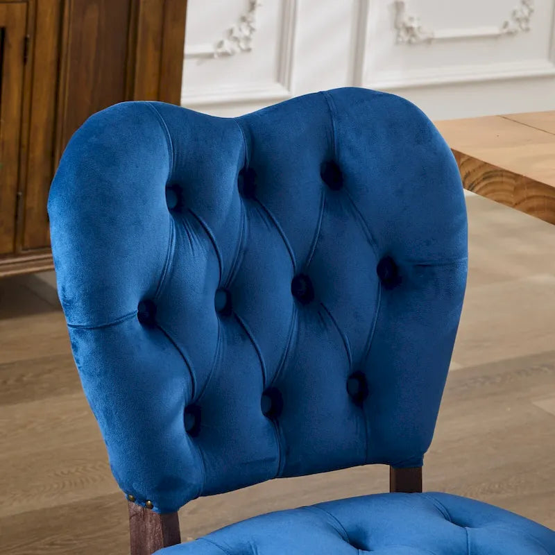 Lot de 2 chaises de salle à manger, chaises d'appoint capitonnées douces avec pieds en bois, chaise de salle à manger recouverte de velours