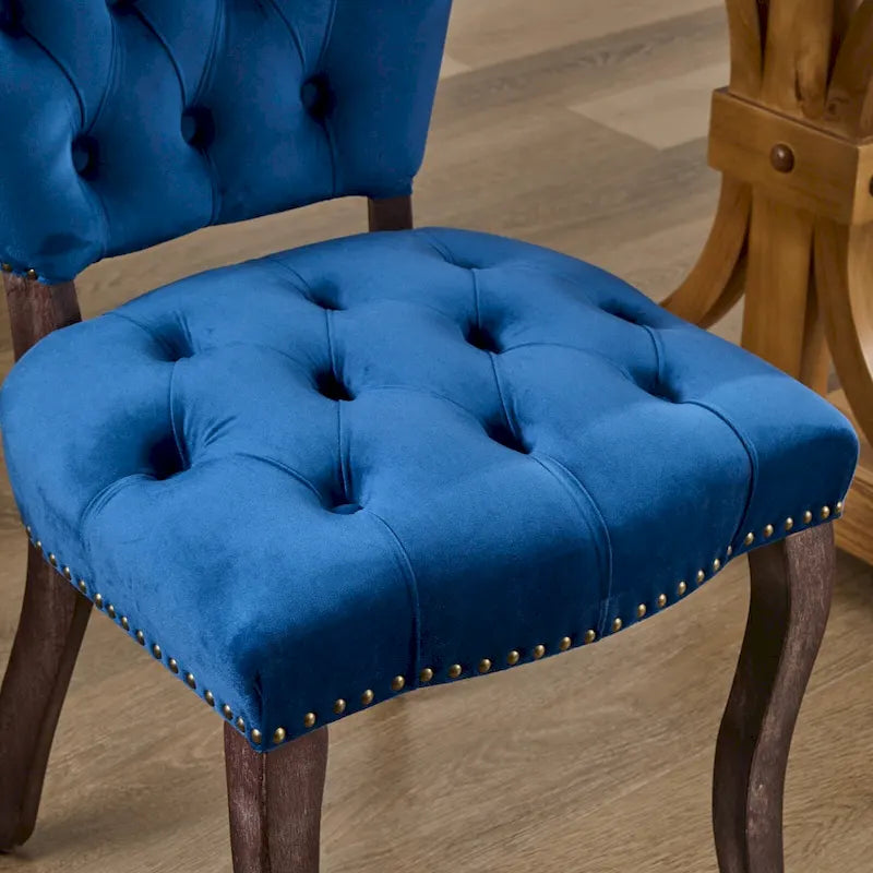 Lot de 2 chaises de salle à manger, chaises d'appoint capitonnées douces avec pieds en bois, chaise de salle à manger recouverte de velours