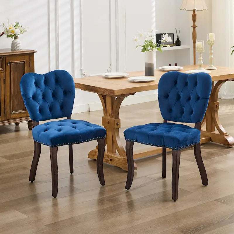Lot de 2 chaises de salle à manger, chaises d'appoint capitonnées douces avec pieds en bois, chaise de salle à manger recouverte de velours