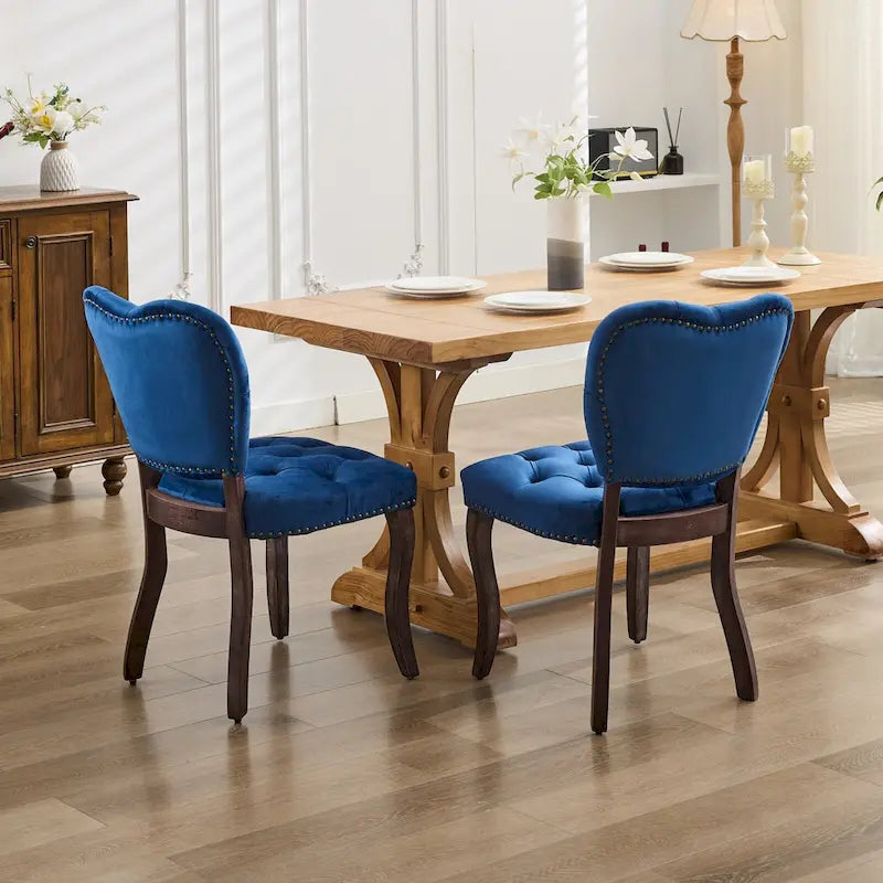 Lot de 2 chaises de salle à manger, chaises d'appoint capitonnées douces avec pieds en bois, chaise de salle à manger recouverte de velours