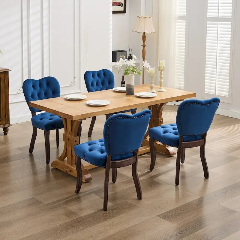 Lot de 2 chaises de salle à manger, chaises d'appoint capitonnées douces avec pieds en bois, chaise de salle à manger recouverte de velours