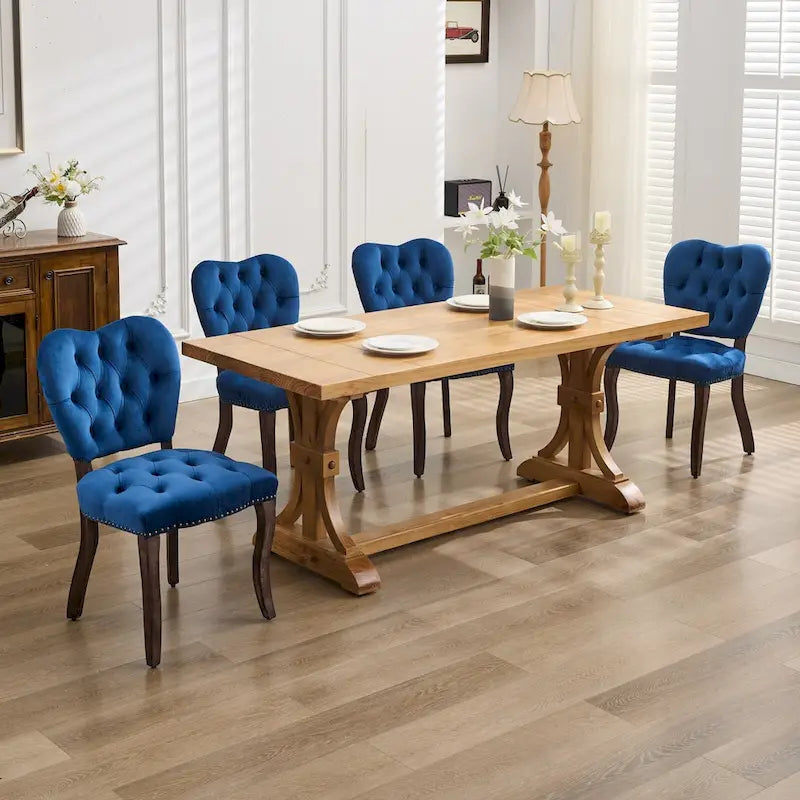 Lot de 2 chaises de salle à manger, chaises d'appoint capitonnées douces avec pieds en bois, chaise de salle à manger recouverte de velours