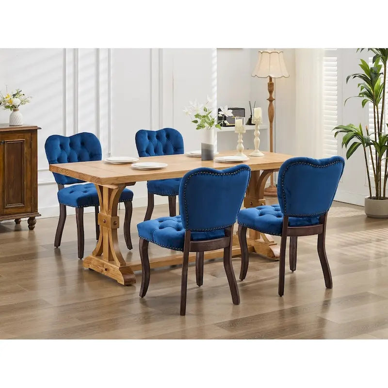Lot de 2 chaises de salle à manger, chaises d'appoint capitonnées douces avec pieds en bois, chaise de salle à manger recouverte de velours