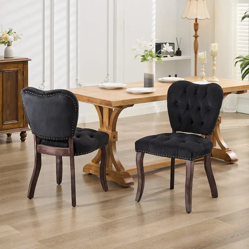 Lot de 2 chaises de salle à manger, chaises d'appoint capitonnées douces avec pieds en bois, chaise de salle à manger recouverte de velours