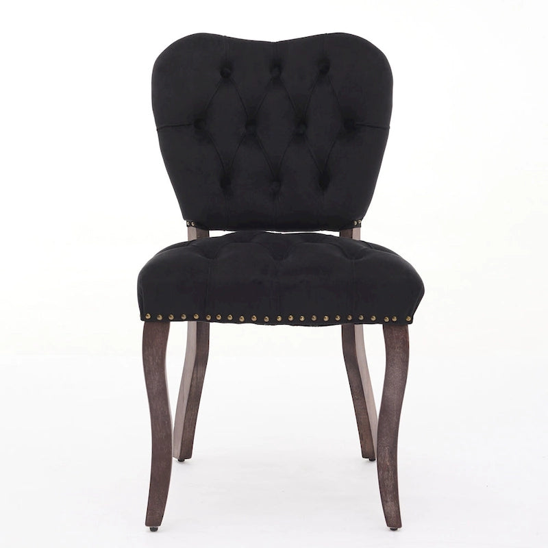 Lot de 2 chaises de salle à manger, chaises d'appoint capitonnées douces avec pieds en bois, chaise de salle à manger recouverte de velours