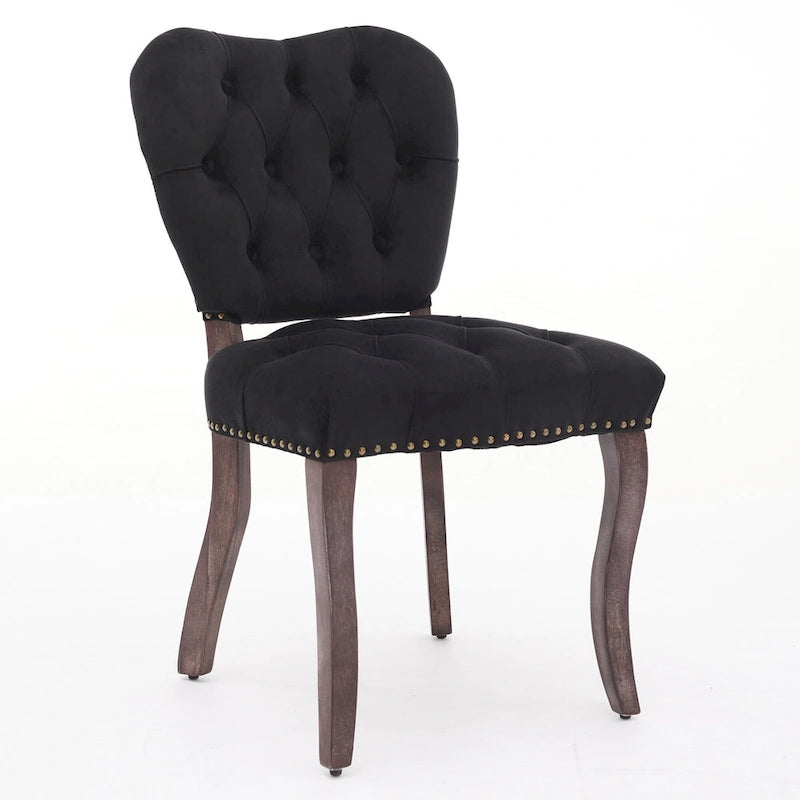 Lot de 2 chaises de salle à manger, chaises d'appoint capitonnées douces avec pieds en bois, chaise de salle à manger recouverte de velours