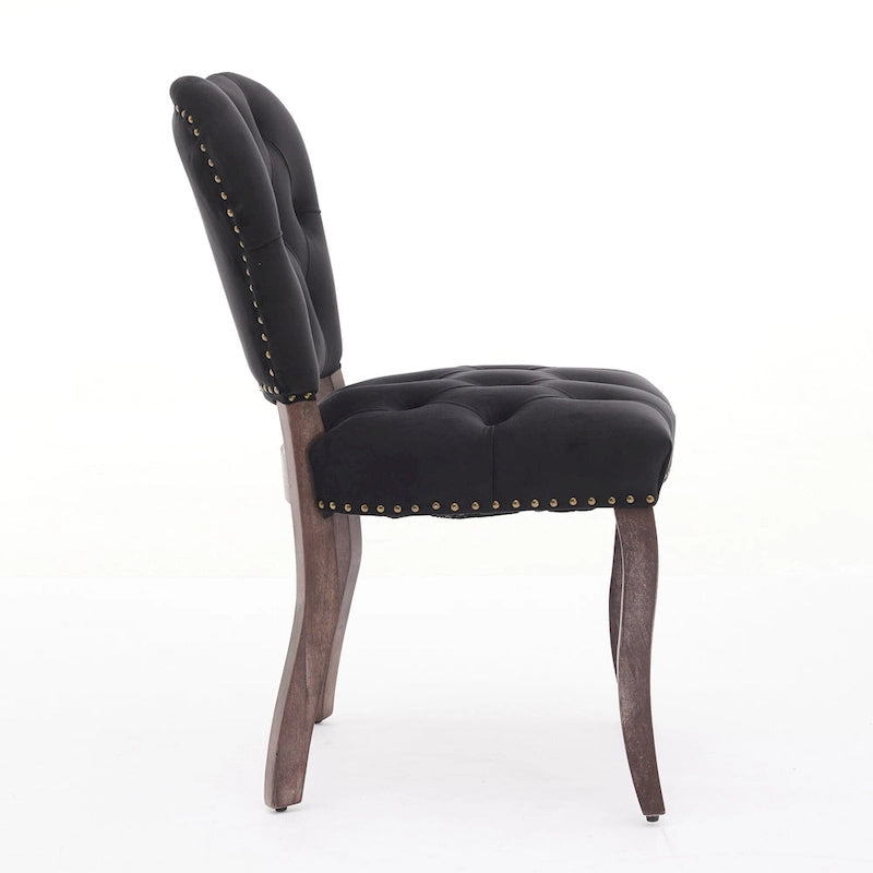 Lot de 2 chaises de salle à manger, chaises d'appoint capitonnées douces avec pieds en bois, chaise de salle à manger recouverte de velours