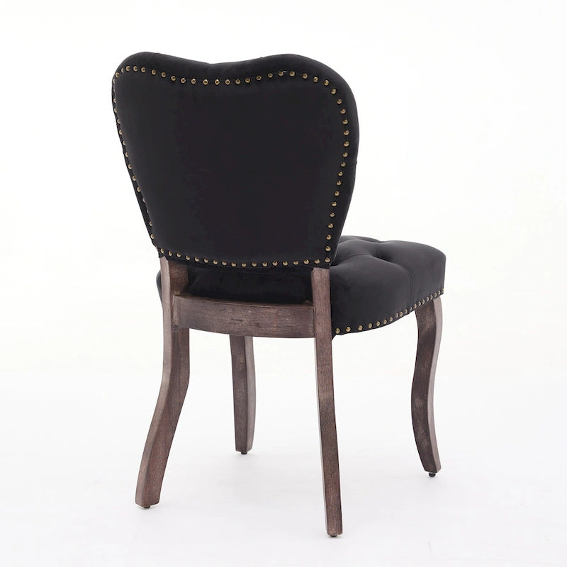 Lot de 2 chaises de salle à manger, chaises d'appoint capitonnées douces avec pieds en bois, chaise de salle à manger recouverte de velours
