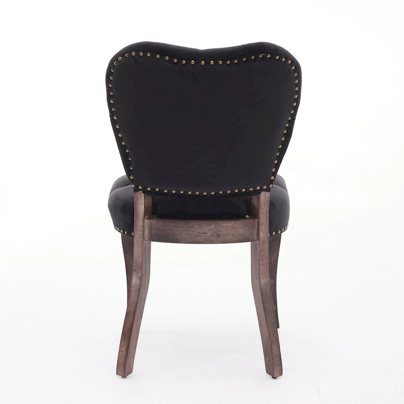 Lot de 2 chaises de salle à manger, chaises d'appoint capitonnées douces avec pieds en bois, chaise de salle à manger recouverte de velours