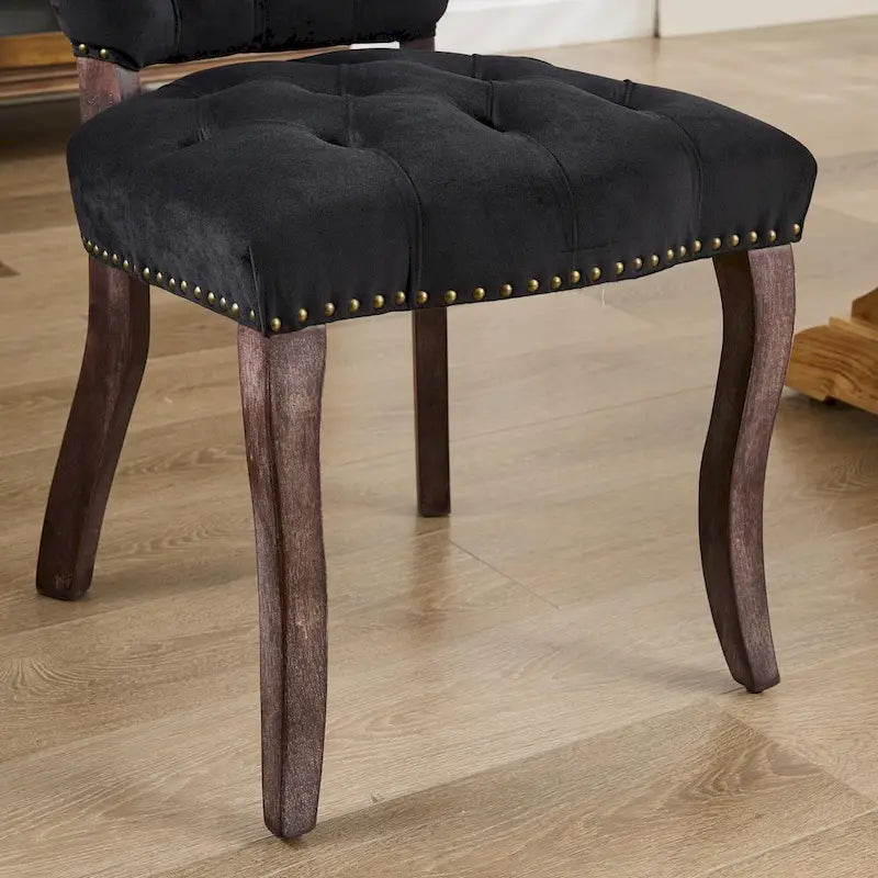 Lot de 2 chaises de salle à manger, chaises d'appoint capitonnées douces avec pieds en bois, chaise de salle à manger recouverte de velours