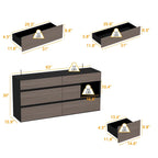 Commode Bahut avec tiroirs effet bois et meuble de rangement noir, organisateur large pour couloir, bureau ou placard