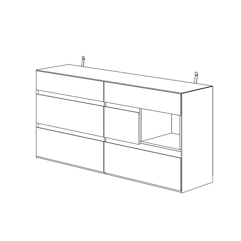 Commode Bahut avec tiroirs effet bois et meuble de rangement noir, organisateur large pour couloir, bureau ou placard