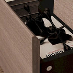 Commode Bahut avec tiroirs effet bois et meuble de rangement noir, organisateur large pour couloir, bureau ou placard