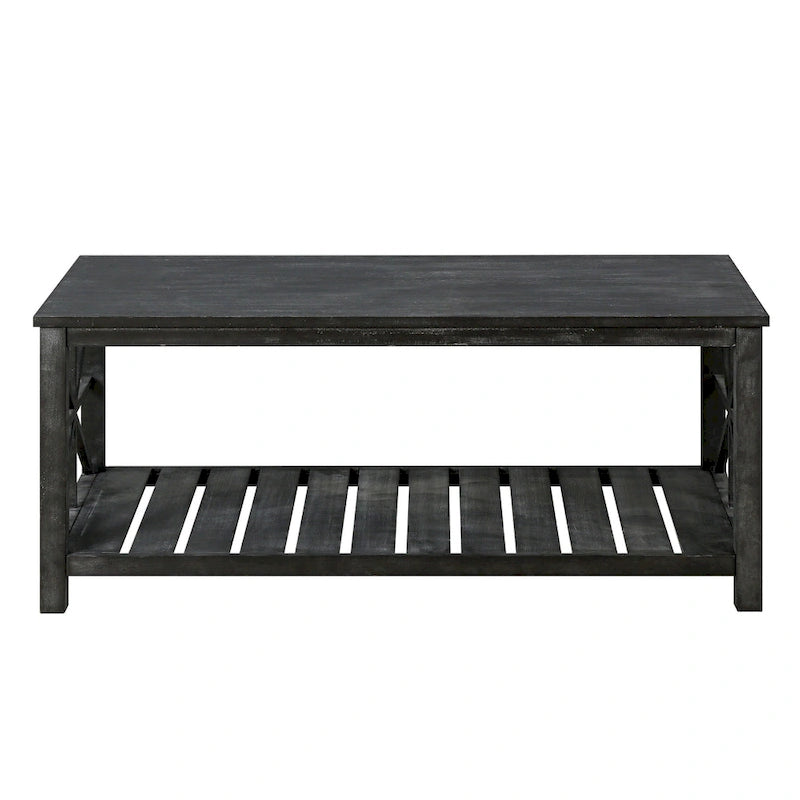 47 Table Basse de Ferme Moderne avec Étagère de Rangement