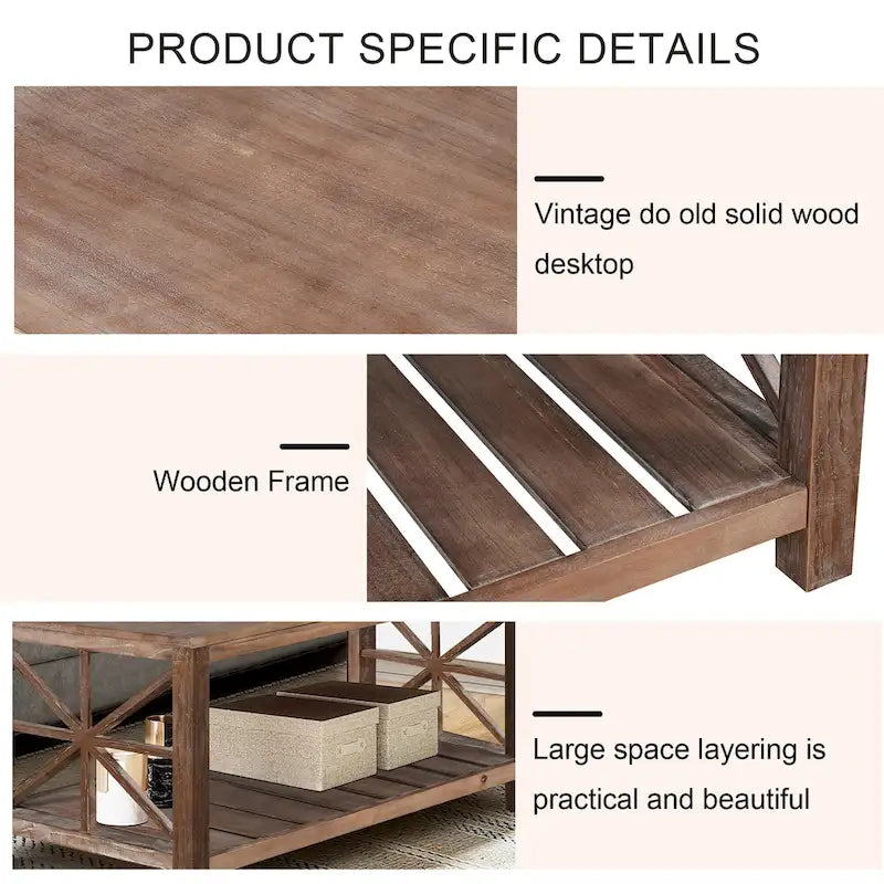 47 Table Basse de Ferme Moderne avec Étagère de Rangement