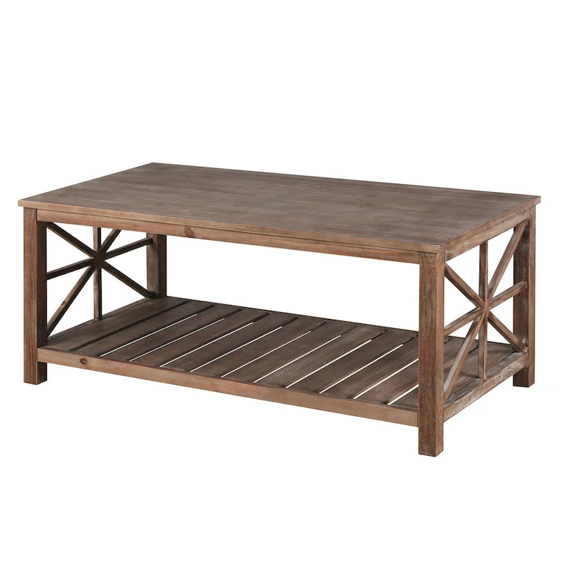 47 Table Basse de Ferme Moderne avec Étagère de Rangement