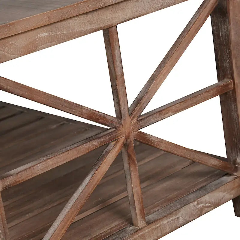 47 Table Basse de Ferme Moderne avec Étagère de Rangement