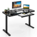 Bureau debout en verre monobloc 48 x 24 avec tiroirs inscriptibles