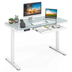 Bureau debout en verre monobloc 48 x 24 avec tiroirs inscriptibles