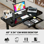 Bureau debout en verre monobloc 48 x 24 avec tiroirs inscriptibles