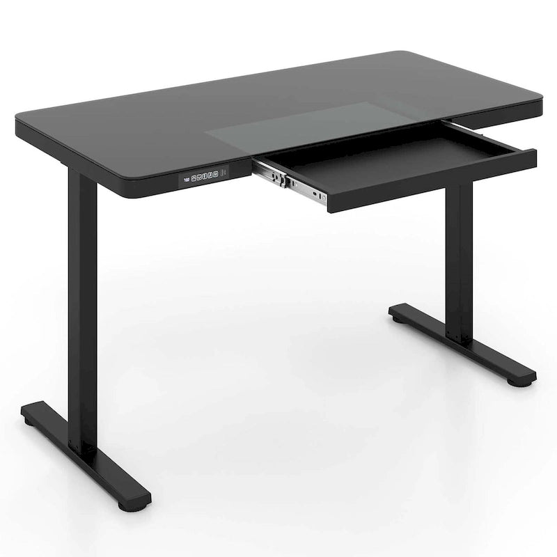 Bureau debout en verre monobloc 48 x 24 avec tiroirs inscriptibles