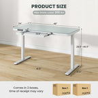 Bureau debout en verre monobloc 48 x 24 avec tiroirs inscriptibles