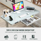 Bureau debout en verre monobloc 48 x 24 avec tiroirs inscriptibles