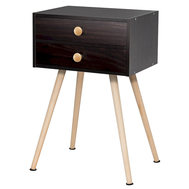 Table de chevet/d'appoint de canapé/bout de canapé de style Mid-century moderne avec 2 tiroirs