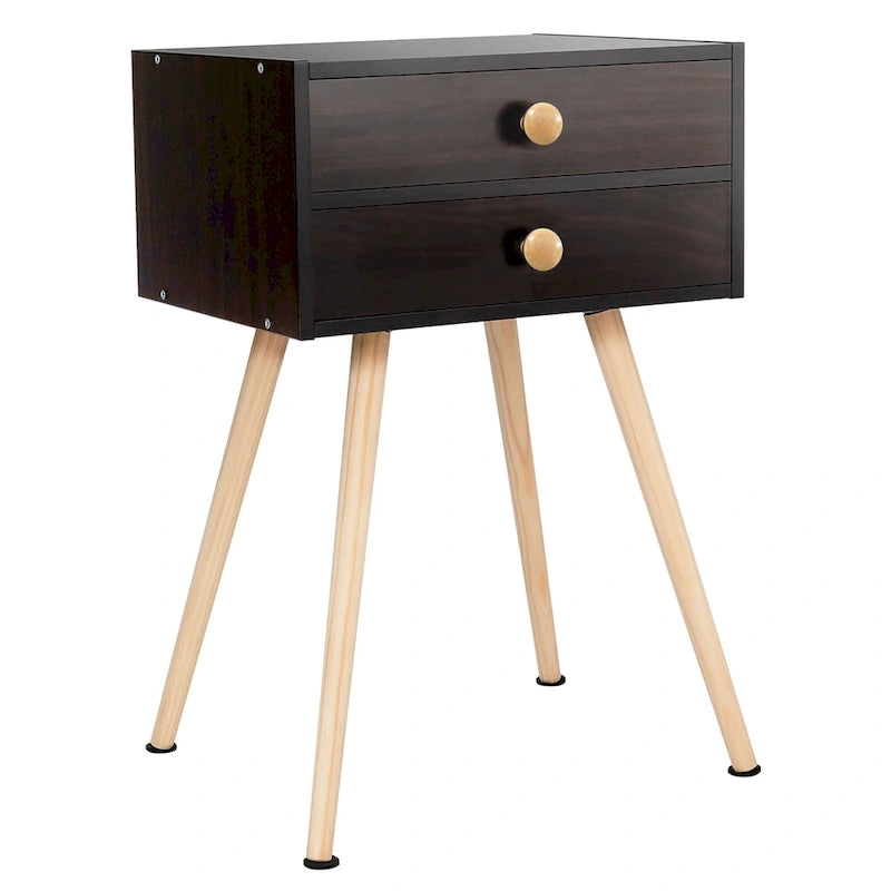 Table de chevet/d'appoint de canapé/bout de canapé de style Mid-century moderne avec 2 tiroirs