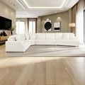 Sono 4pc Modular Sectional Sofa, 6 Accent Pillows, Channel Ivory White