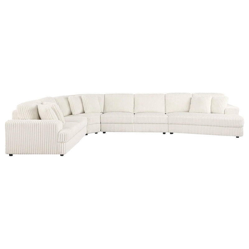 Canapé sectionnel modulaire Sono 4 pièces, 6 coussins décoratifs, blanc ivoire cannelé