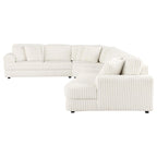 Canapé sectionnel modulaire Sono 4 pièces, 6 coussins décoratifs, blanc ivoire cannelé