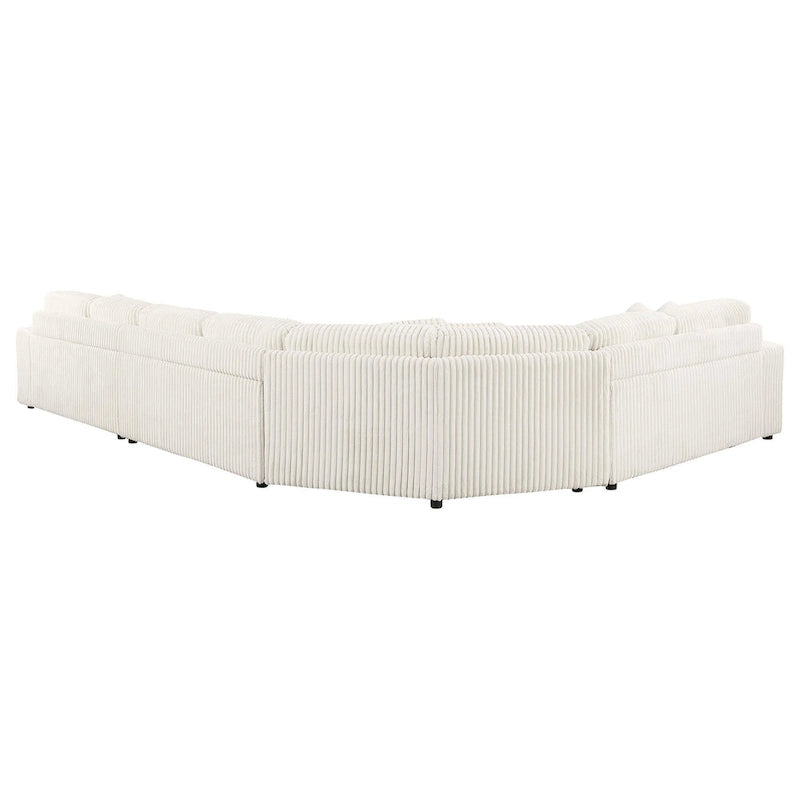 Canapé sectionnel modulaire Sono 4 pièces, 6 coussins décoratifs, blanc ivoire cannelé
