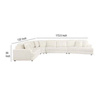 Canapé sectionnel modulaire Sono 4 pièces, 6 coussins décoratifs, blanc ivoire cannelé