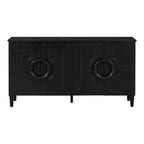 Buffet avec poignées rondes, meuble de rangement en bois avec étagère réglable, console avec 4 portes