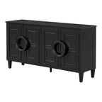 Buffet avec poignées rondes, meuble de rangement en bois avec étagère réglable, console avec 4 portes