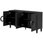 Buffet avec poignées rondes, meuble de rangement en bois avec étagère réglable, console avec 4 portes