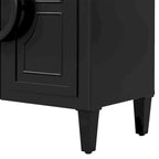 Buffet avec poignées rondes, meuble de rangement en bois avec étagère réglable, console avec 4 portes