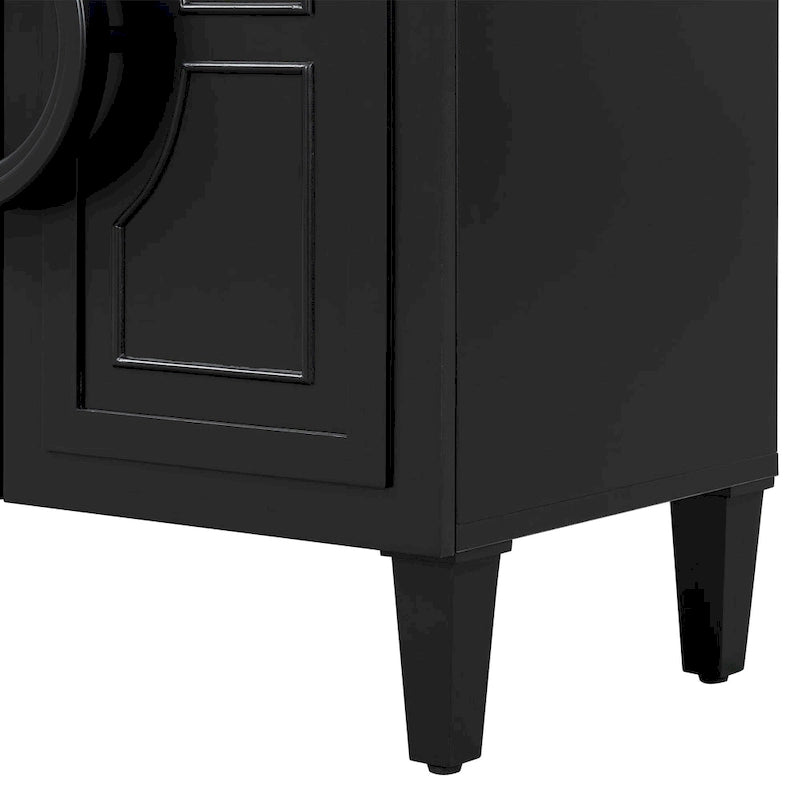 Buffet avec poignées rondes, meuble de rangement en bois avec étagère réglable, console avec 4 portes